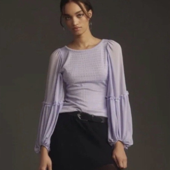 Anthropologie Textured Lavender Top new - Picture 2 of 6